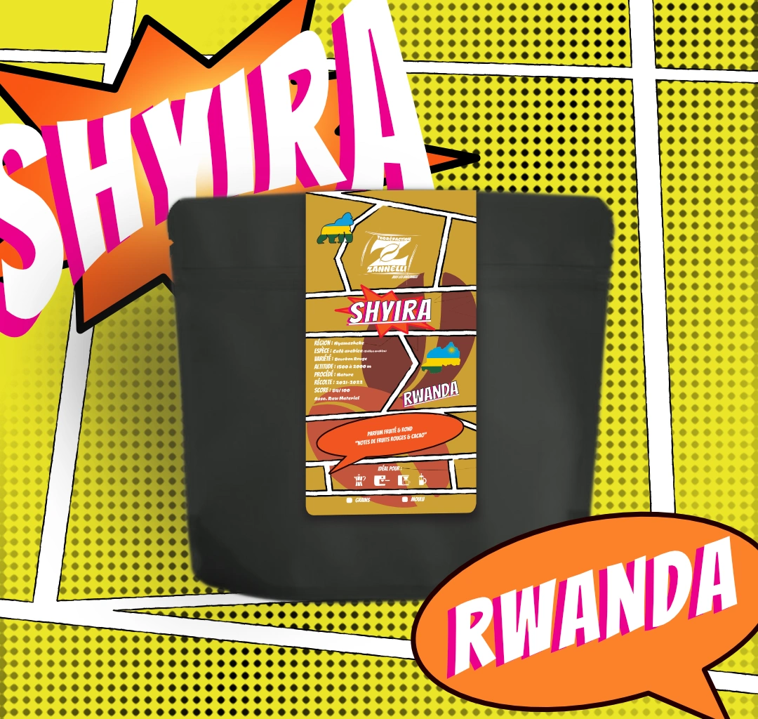 Sachet de café arabica du Rwanda Shyira de la Torréfaction Zannelli à 26170 Buis Les Baronnies en drôme provence