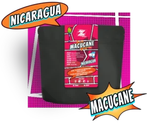 Sachet de café arabica de spécialité ( specialty coffee ) torréfié à la torréfaction zannelli en drôme provençale ( buis les baronnies ) origine Nicaragua Macucane