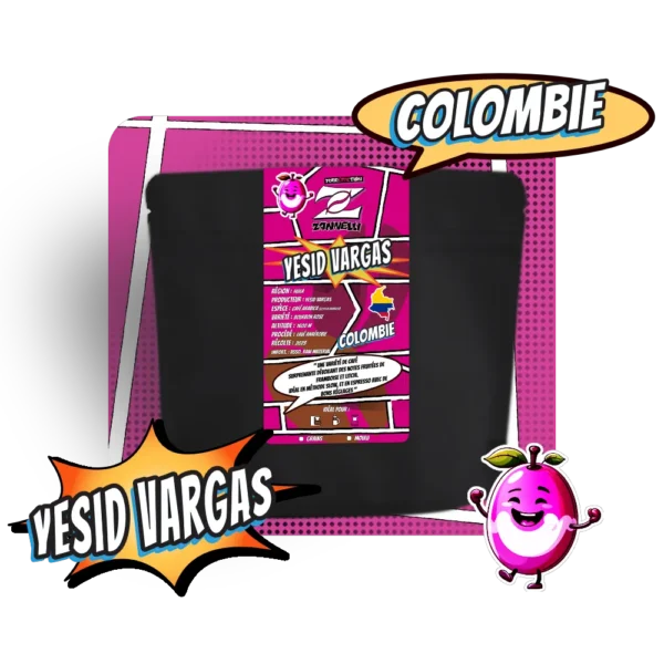 Sachets Colombie Yesid Vargas - Café 100% arabica Torréfaction Cafés Zannelli 26110 Nyons Drome Provence